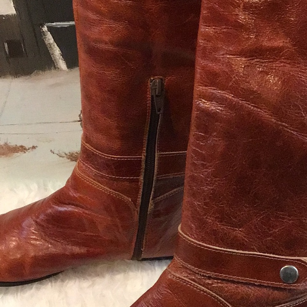 VINTAGE RUST LEATHER BOOTS.SZ 8 - Picture 11 of 14